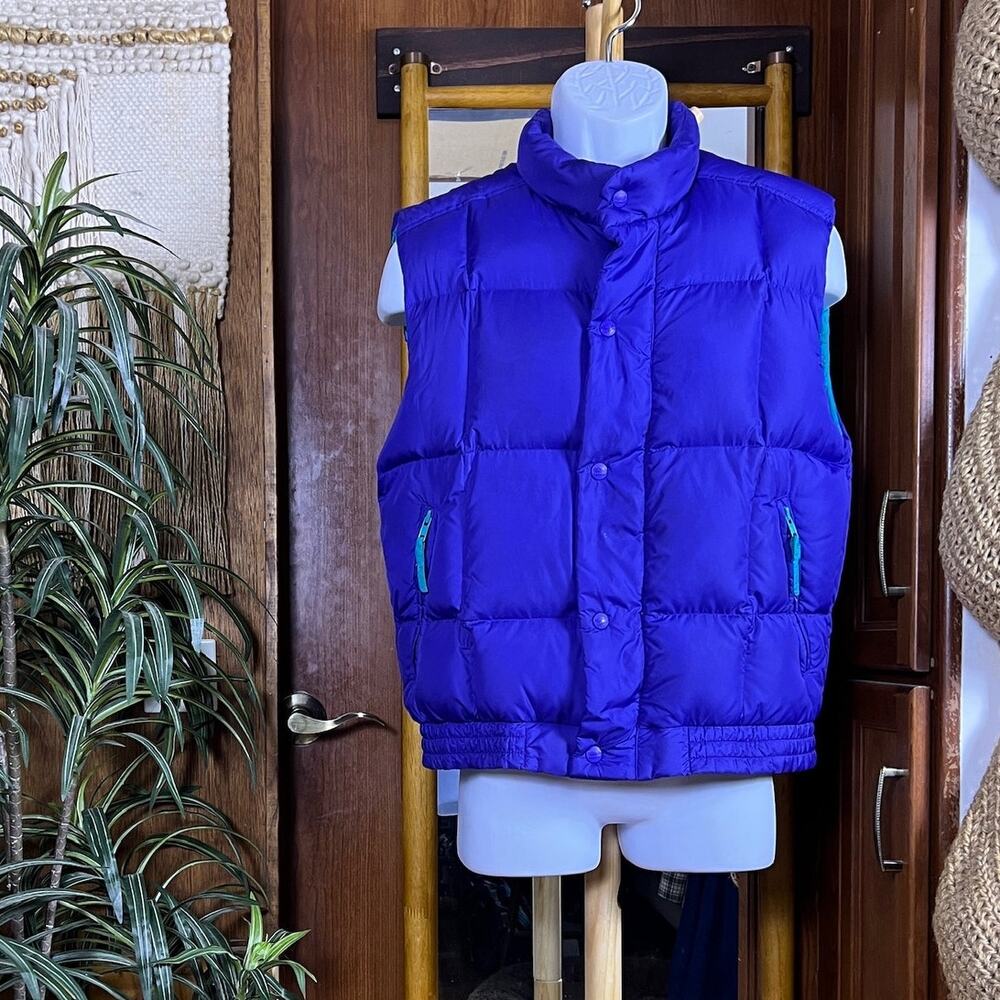 Vintage 90s LL Bean Jim Whittaker Goose Down Puffer Vest Mens M Purple Teal
